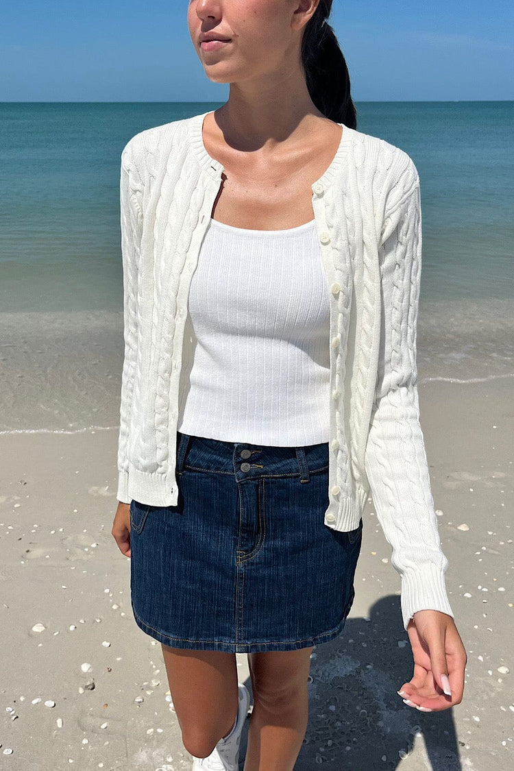Amalie Cable Knit Cardigan | White / S/M