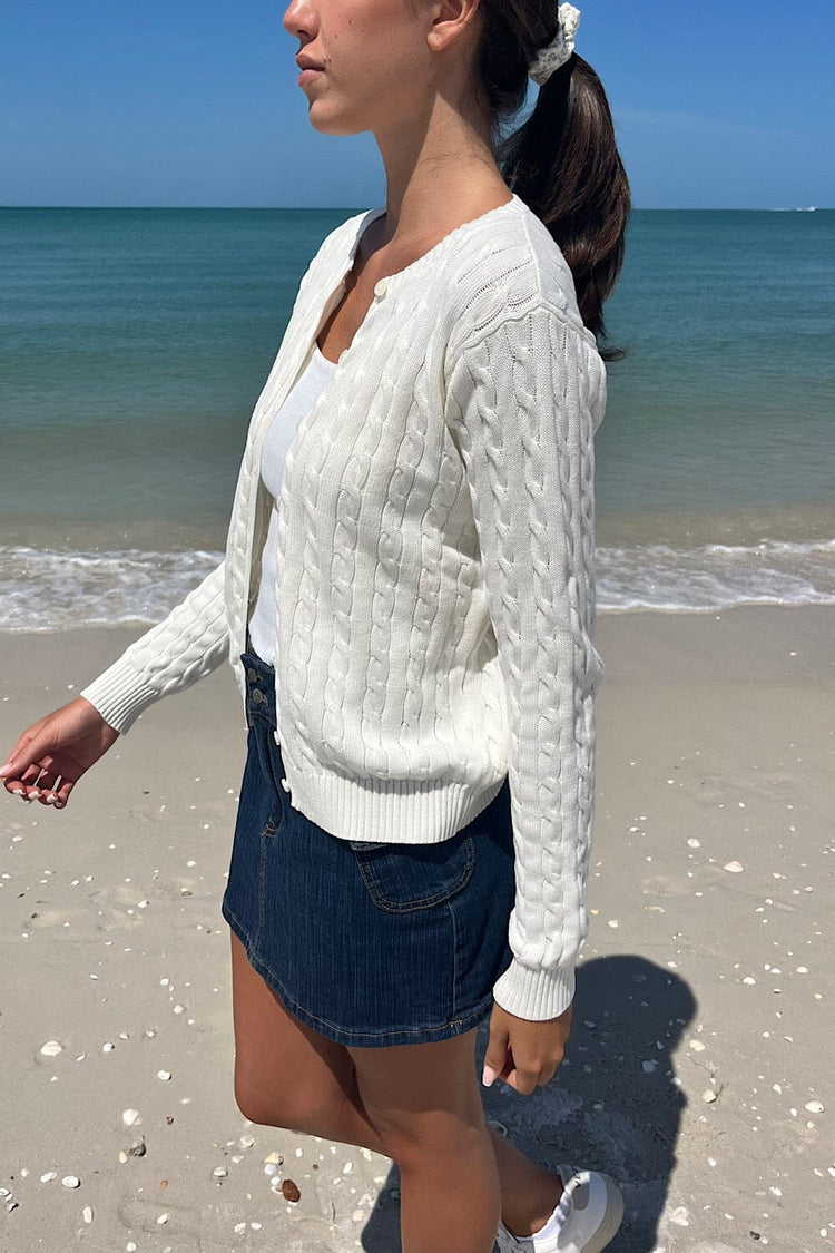 Amalie Cable Knit Cardigan | White / S/M
