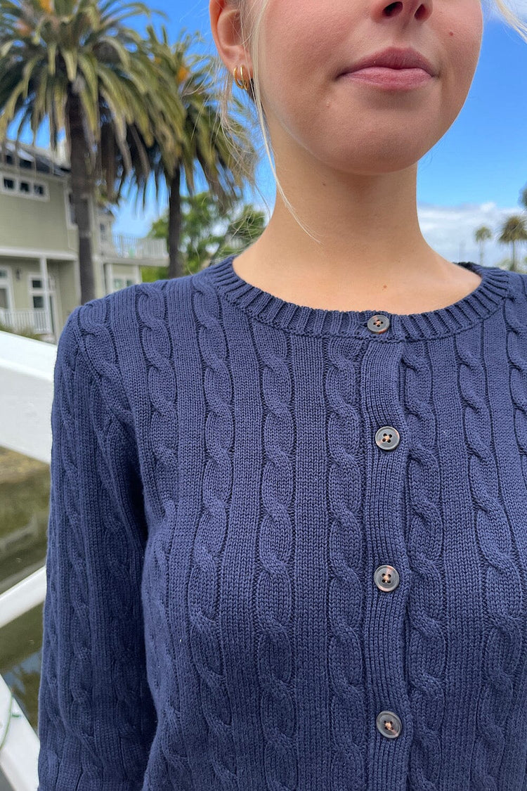Amalie Cable Knit Cardigan | Navy Blue / S/M