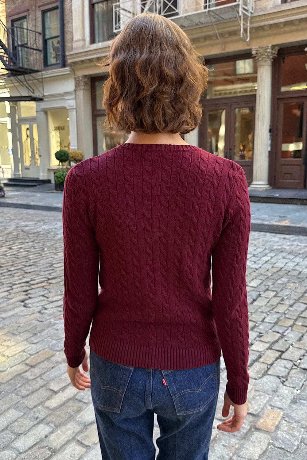 Amalie Cable Knit Cardigan | Burgundy / Regular Fit