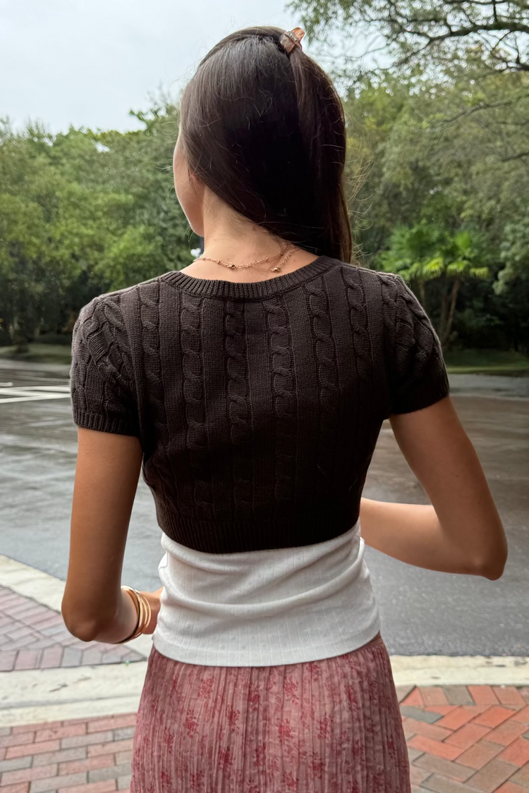 Larah Short Sleeve Cardigan | Dark Brown / XS/S