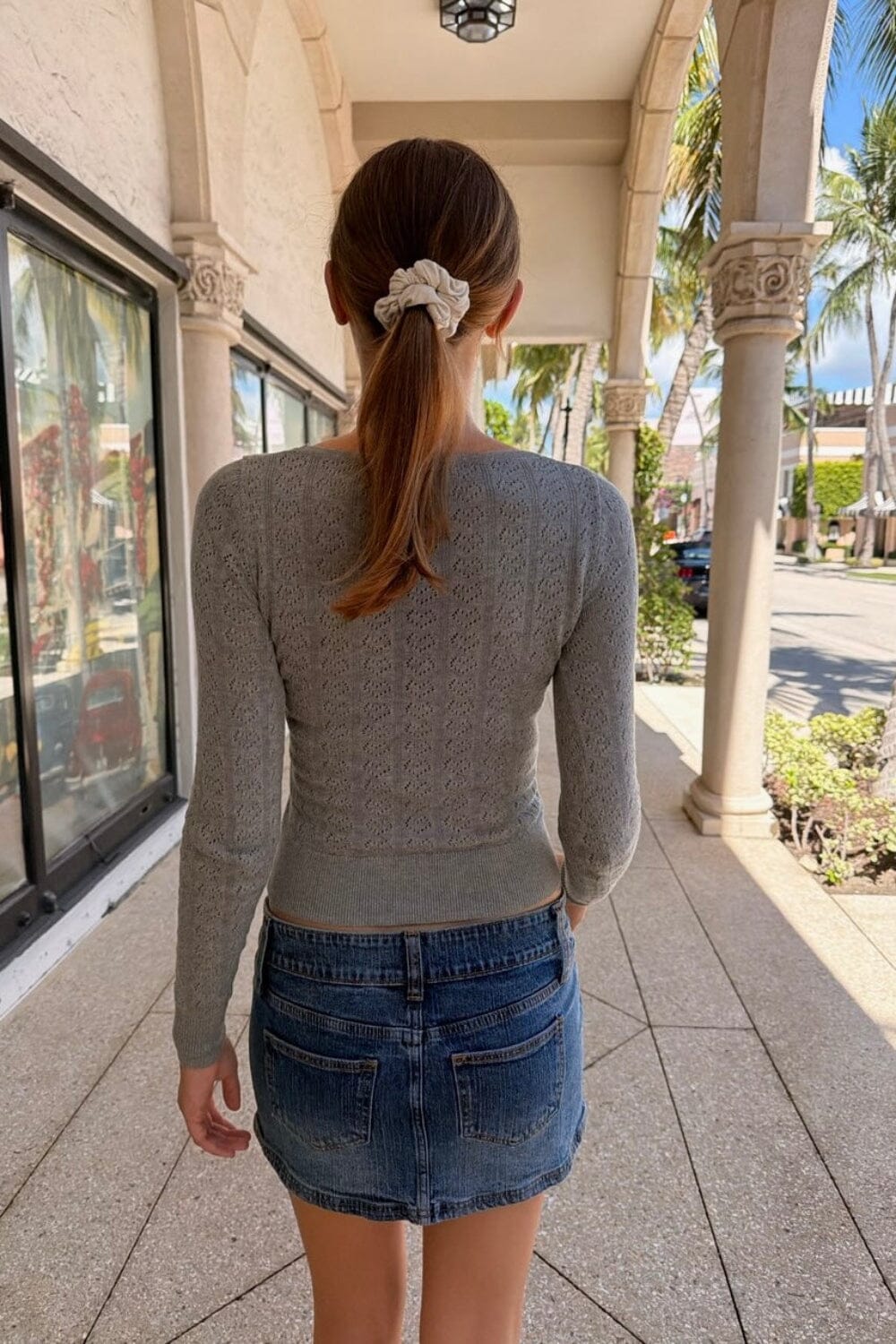 Bri Eyelet Sweater | Ash Grey / XS/S