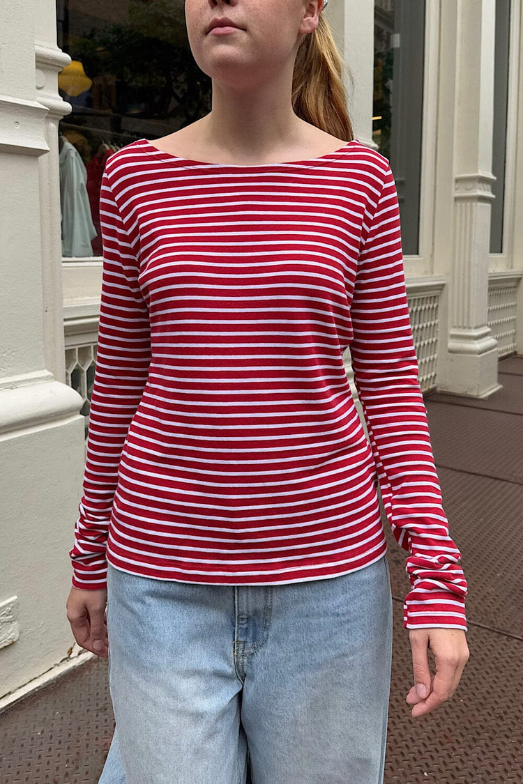 Catalina Stripes Top | Red With White Stripes / XS/S
