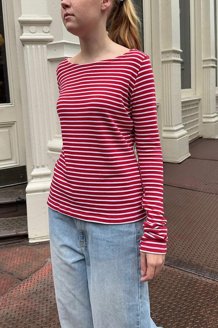 Catalina Stripes Top | Red With White Stripes / XS/S