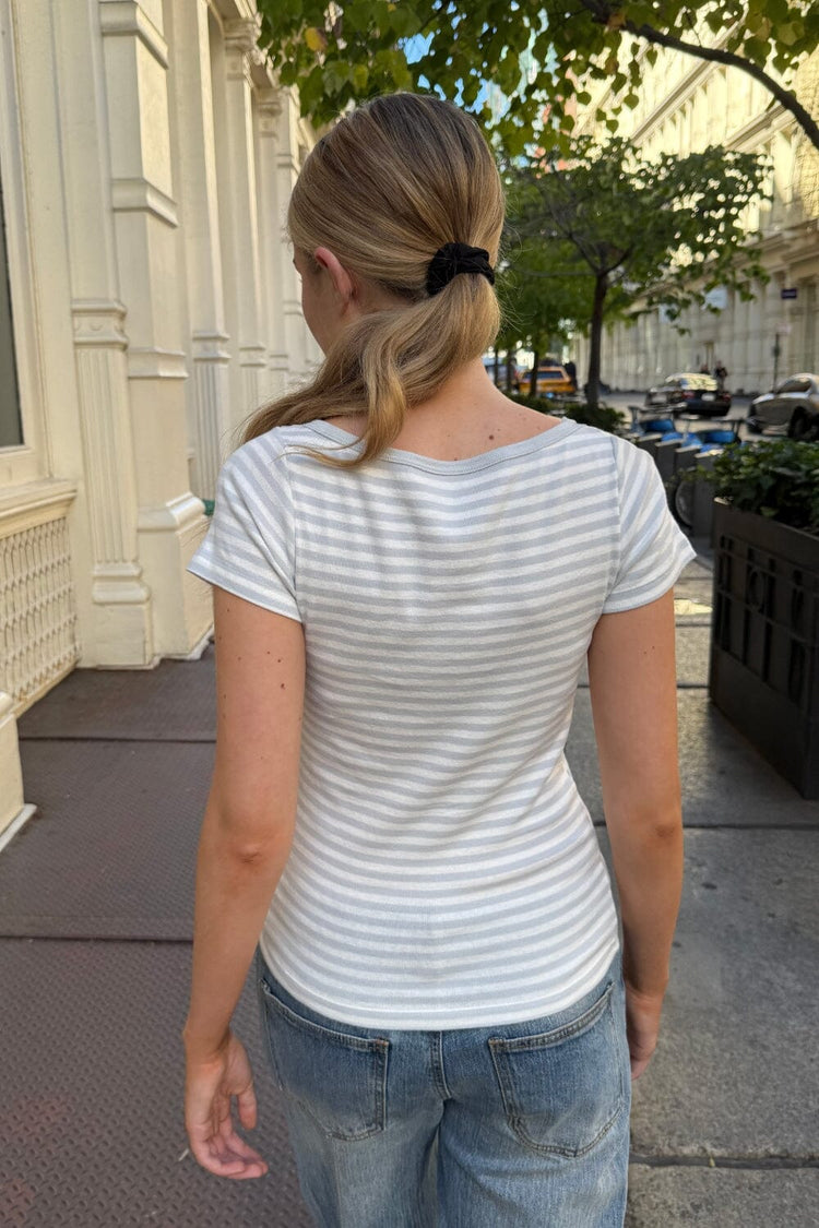 Zelly Striped Top | Light Blue White Stripes / XS/S