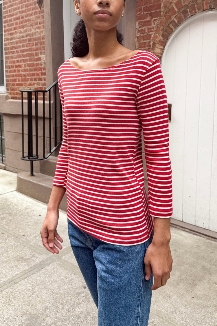 Jennie Top | Red and White Stripes / S