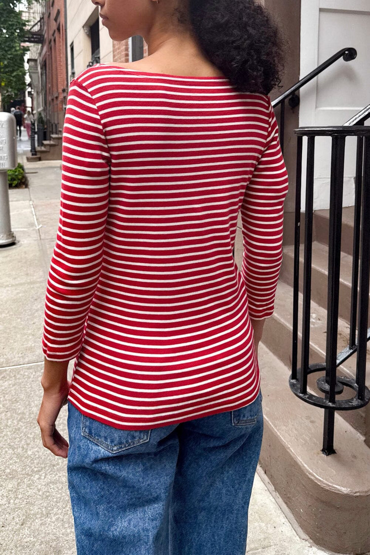 Jennie Top | Red and White Stripes / S