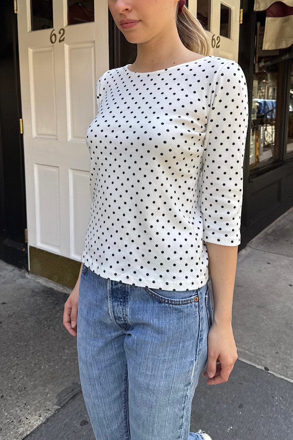 White Navy Polka Dots / XS/S