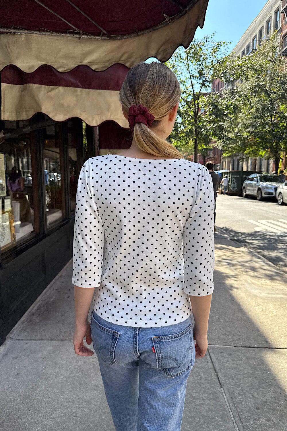 White Navy Polka Dots / XS/S
