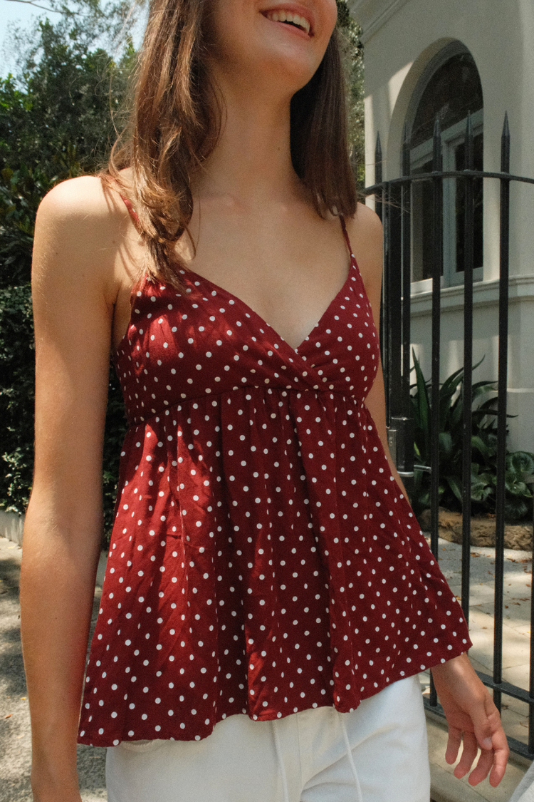 Edith Polka Dot Tank | Red With White Polka Dots / XS/S