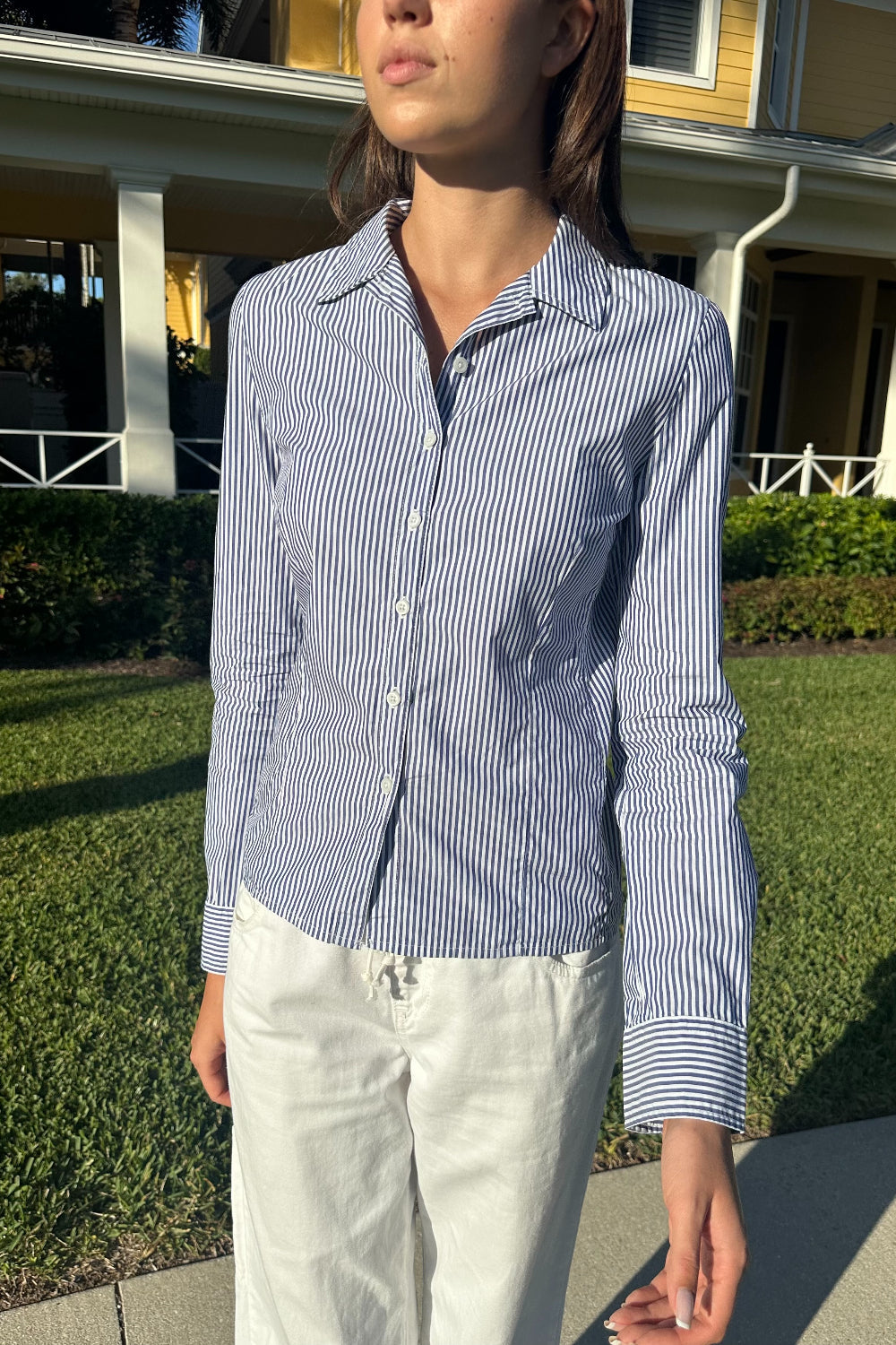 Navy Blue White Vertical Stripes / XS/S