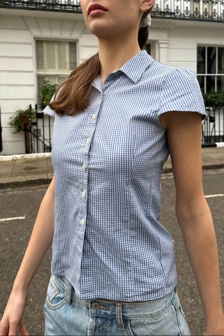 Rue Plaid Top | Blue and White Plaid / XS/S