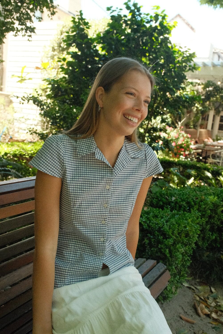 Rue Top | Blue And White Plaid / XS/S