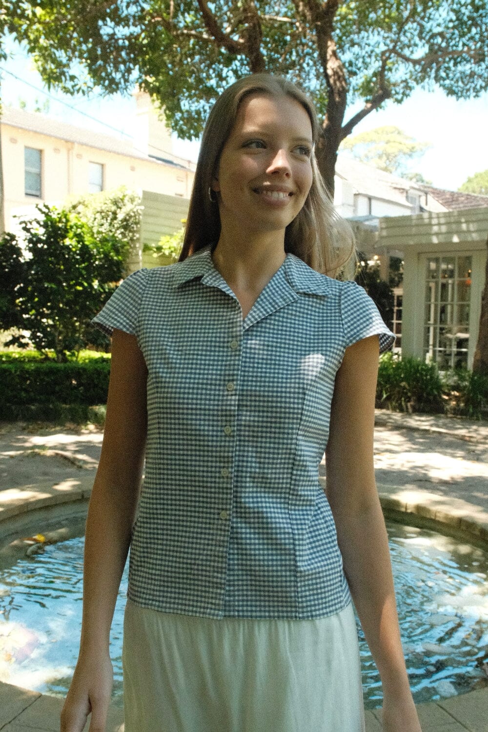 Rue Top | Blue And White Plaid / XS/S