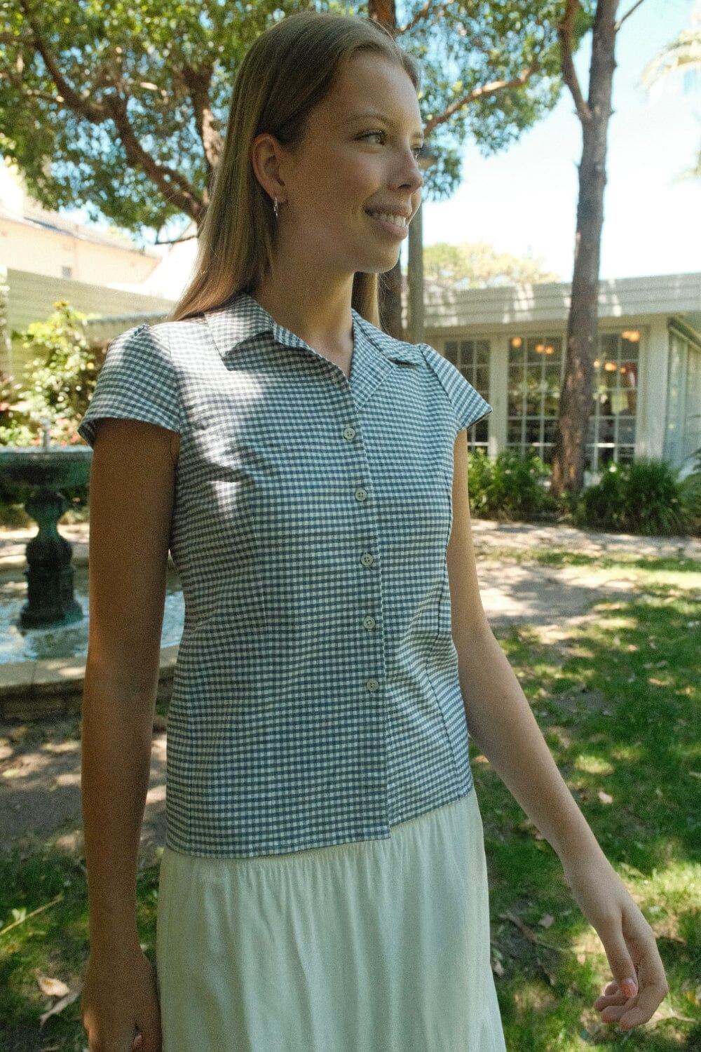 Rue Top | Blue And White Plaid / XS/S