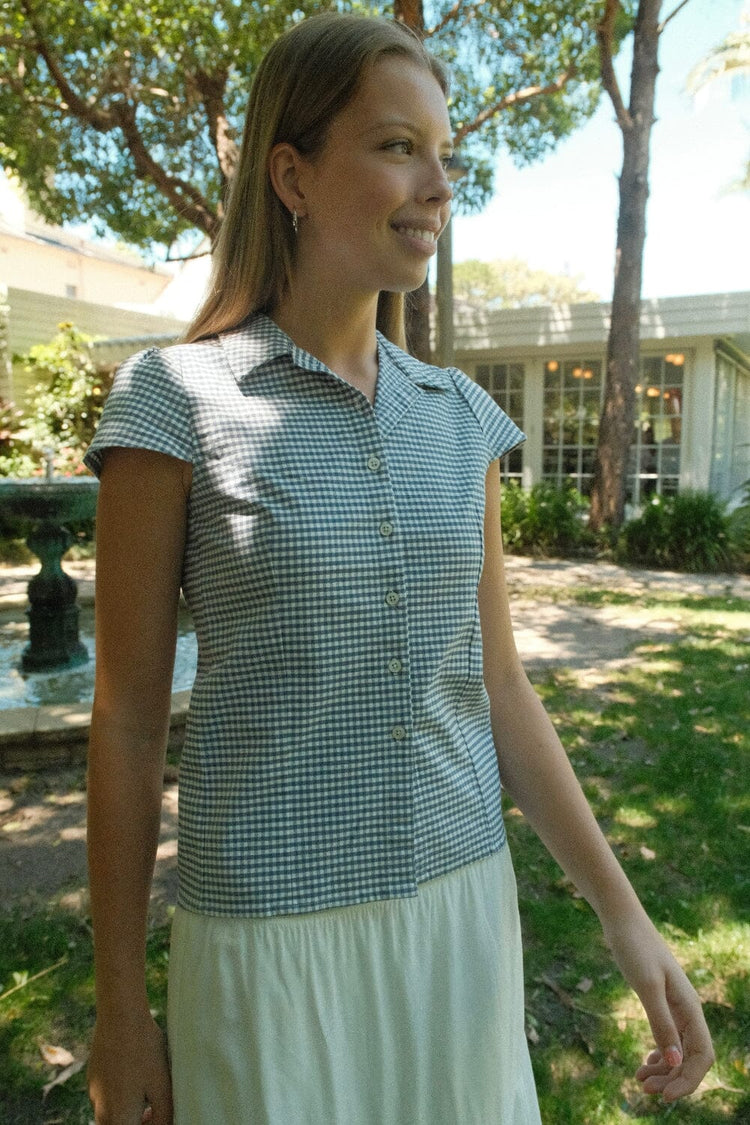 Rue Top | Blue And White Plaid / XS/S