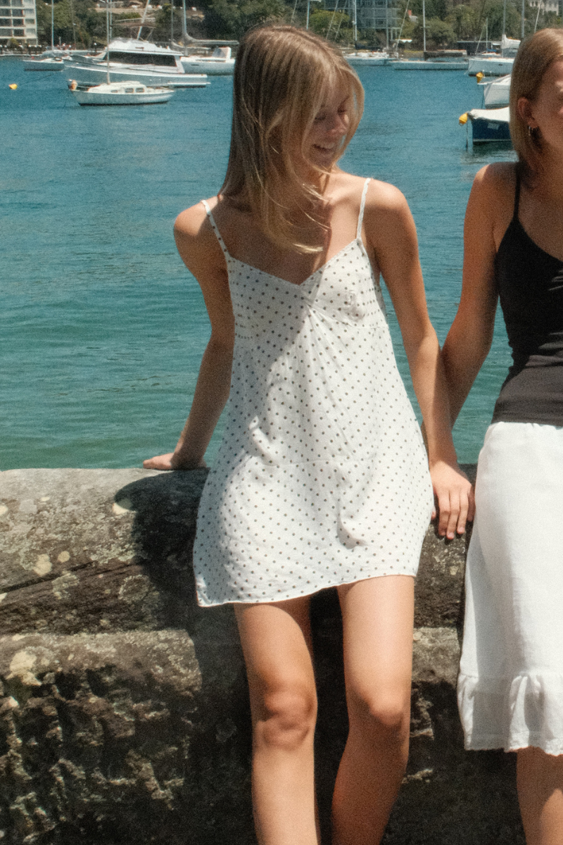 White with Navy Large Polka Dots / XS/S