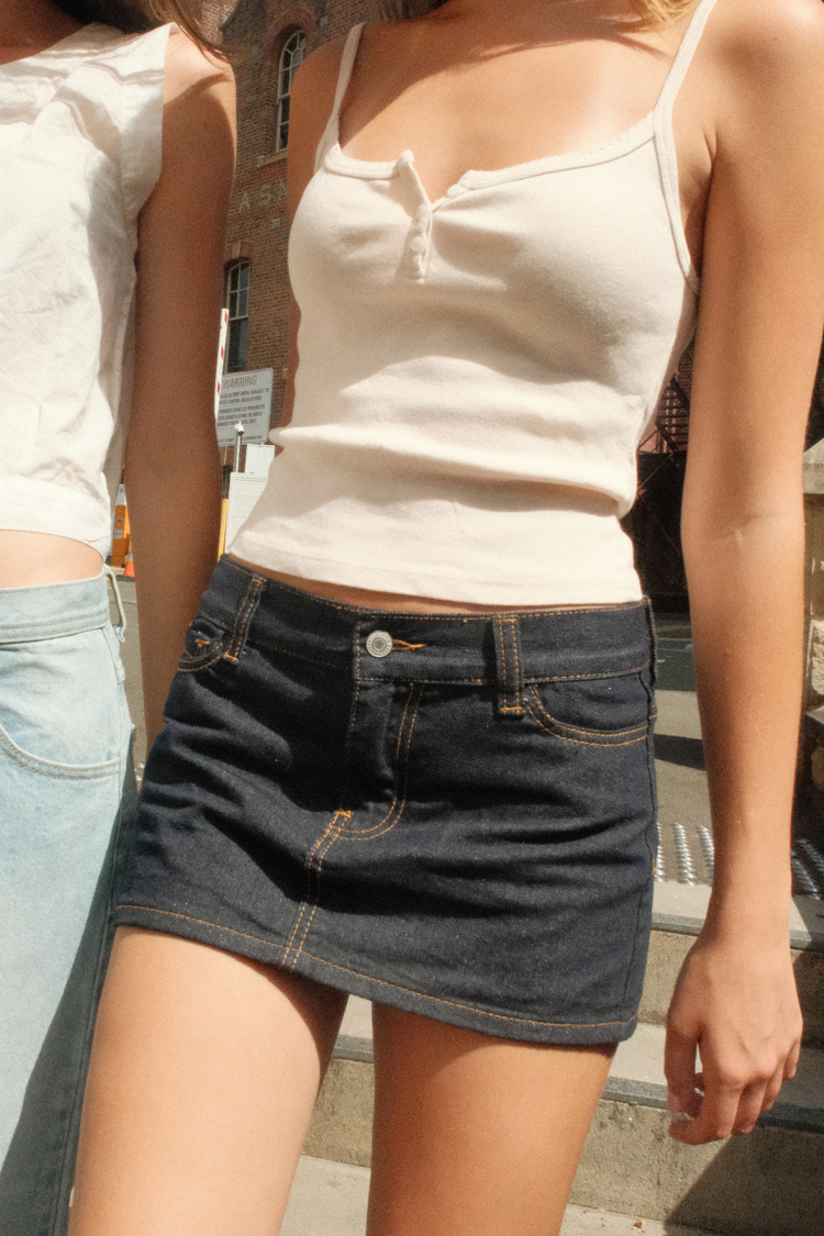Malia Denim Mini Skirt | Dark Denim / XS/S