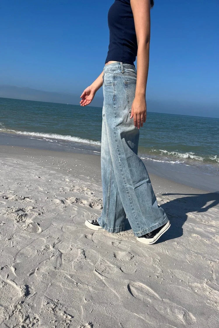 Lola Jeans | Bleached Washed Denim / XS/S