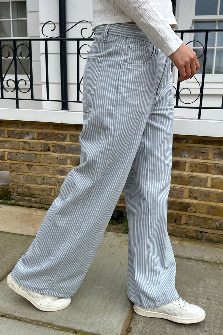 Gigi Pants | Light Blue White Stripes Vertical / S