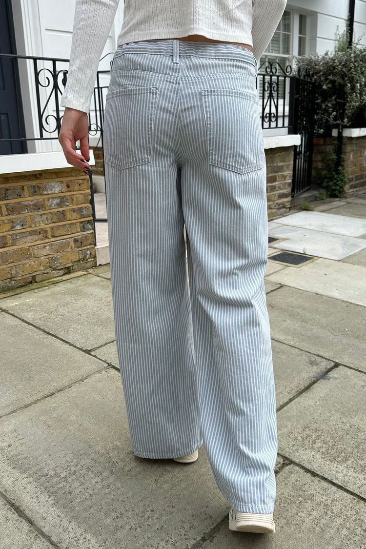 Gigi Pants | Light Blue White Stripes Vertical / S