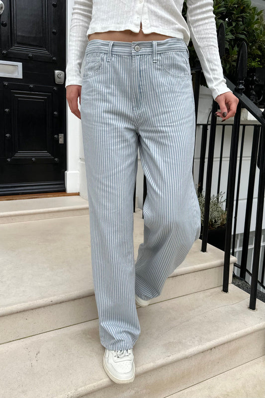 Light Blue White Stripes Vertical / S