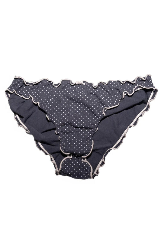 Faded Navy Blue With White Polka Dots / S