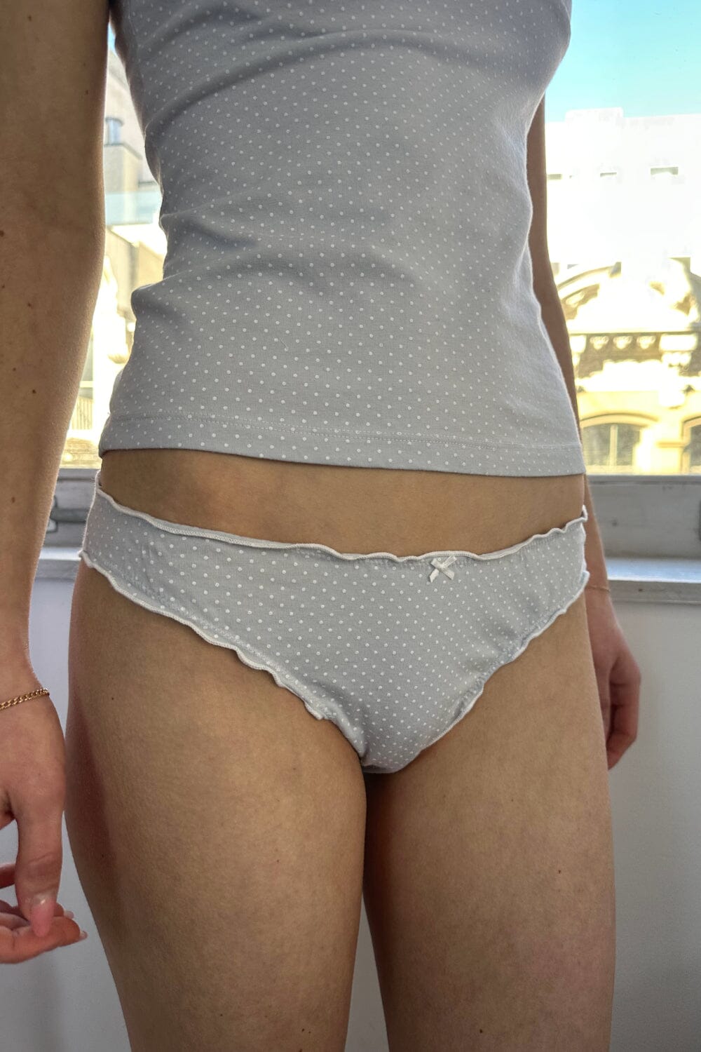 Light Blue With Polka Dots / S