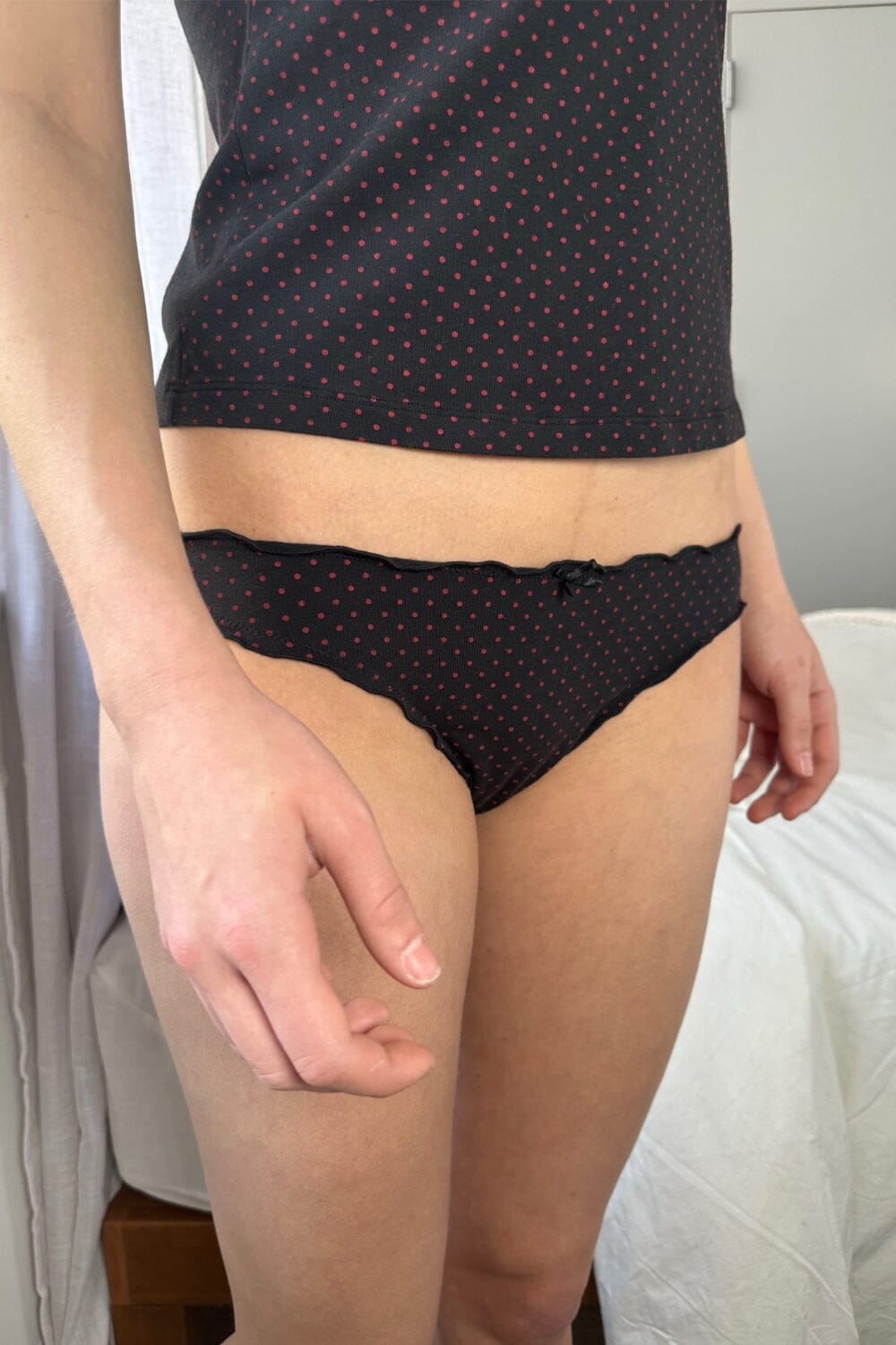 Black with Red Polka Dots / S
