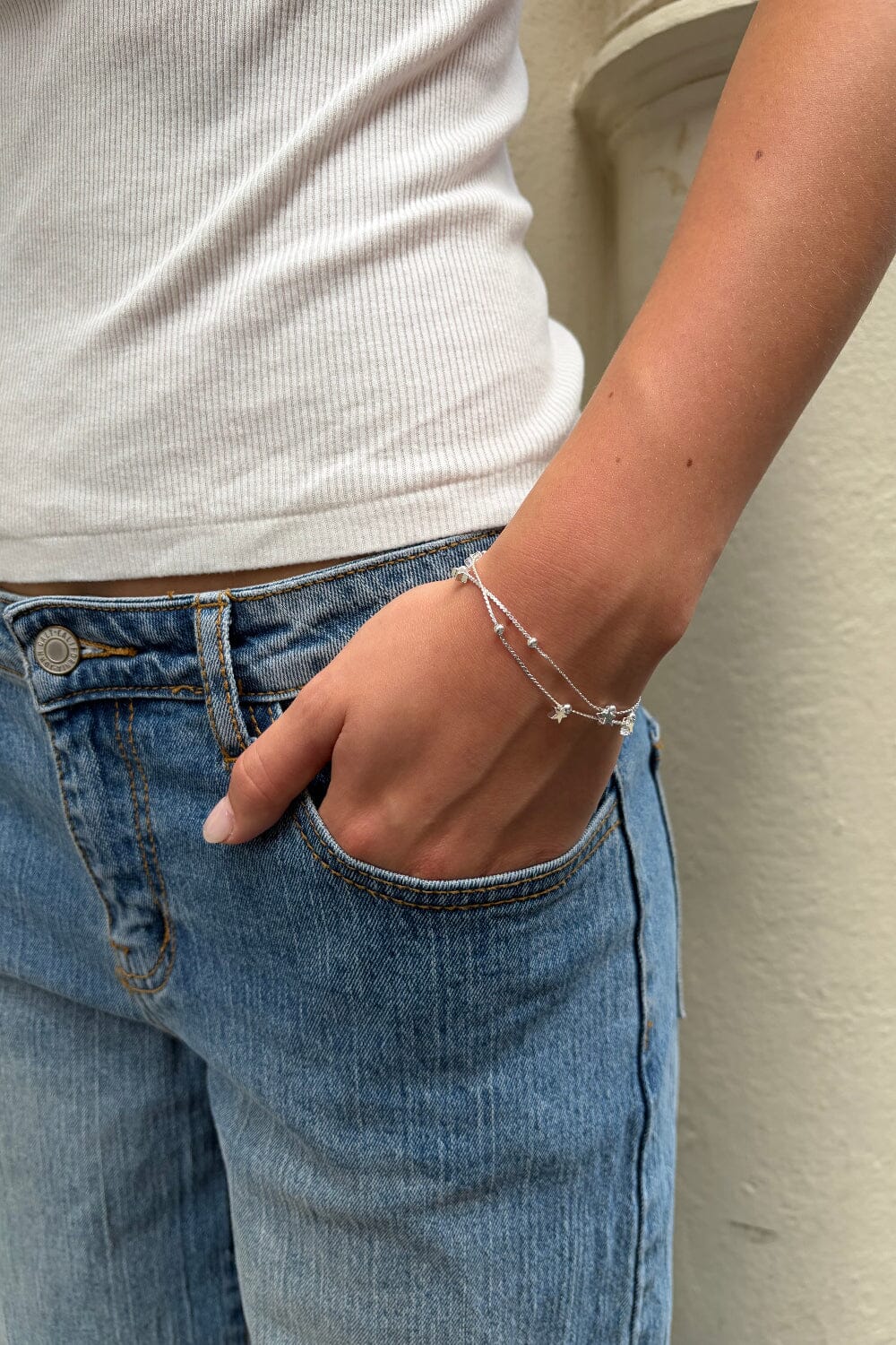 Stars and Beads Bracelet | Silver