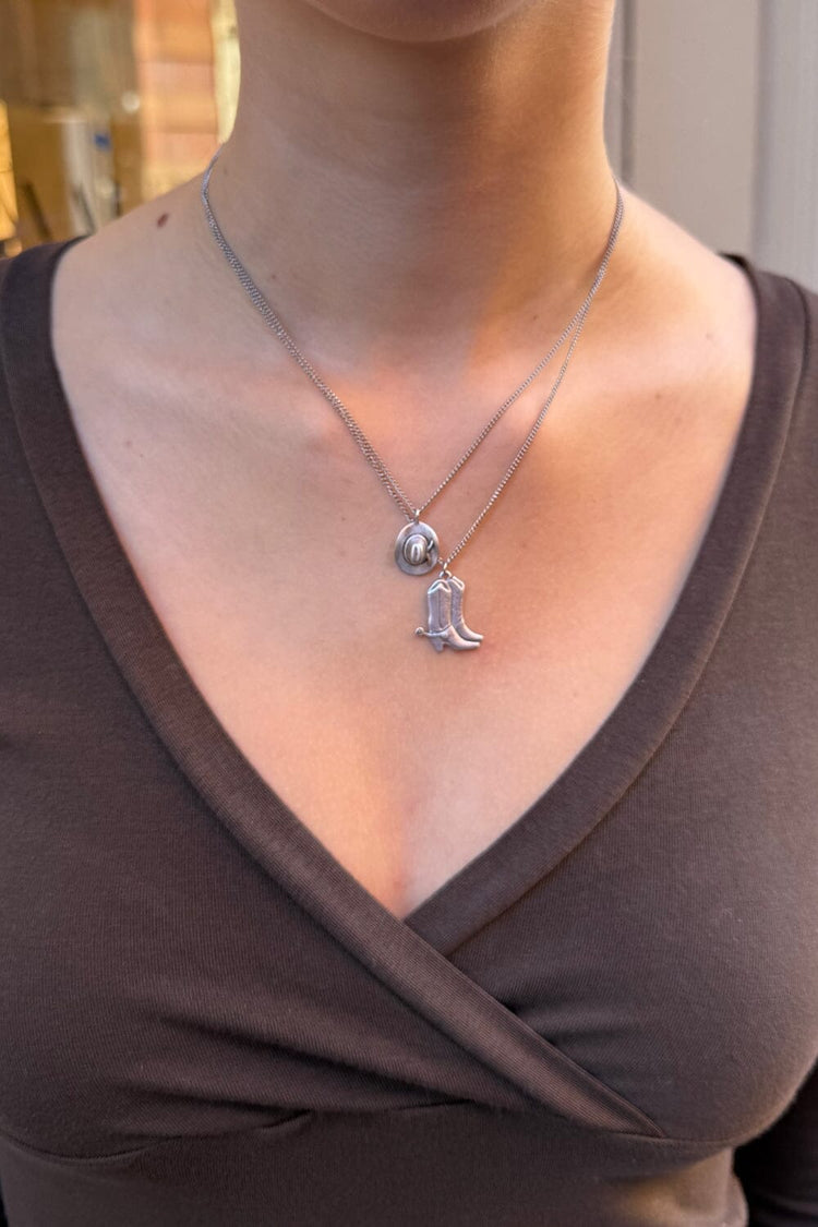 Hat And Boots Necklace | Silver