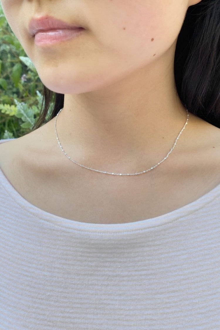 Beaded Chain Necklace | Silver