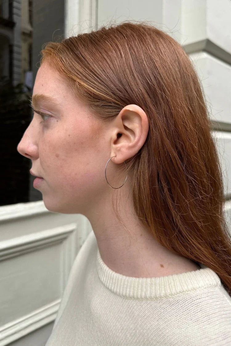 Thin Hoop Earrings | Silver