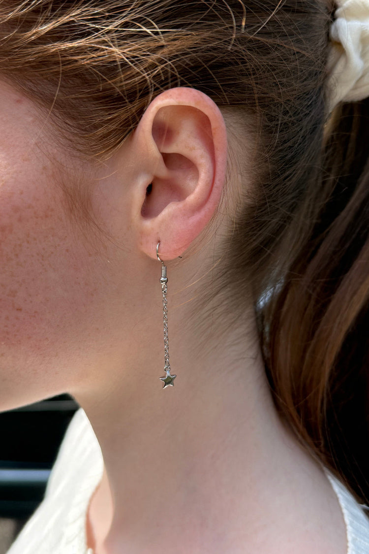 Star Drop Earrings | Silver