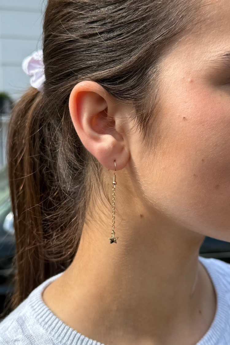 Star Drop Earrings | Gold