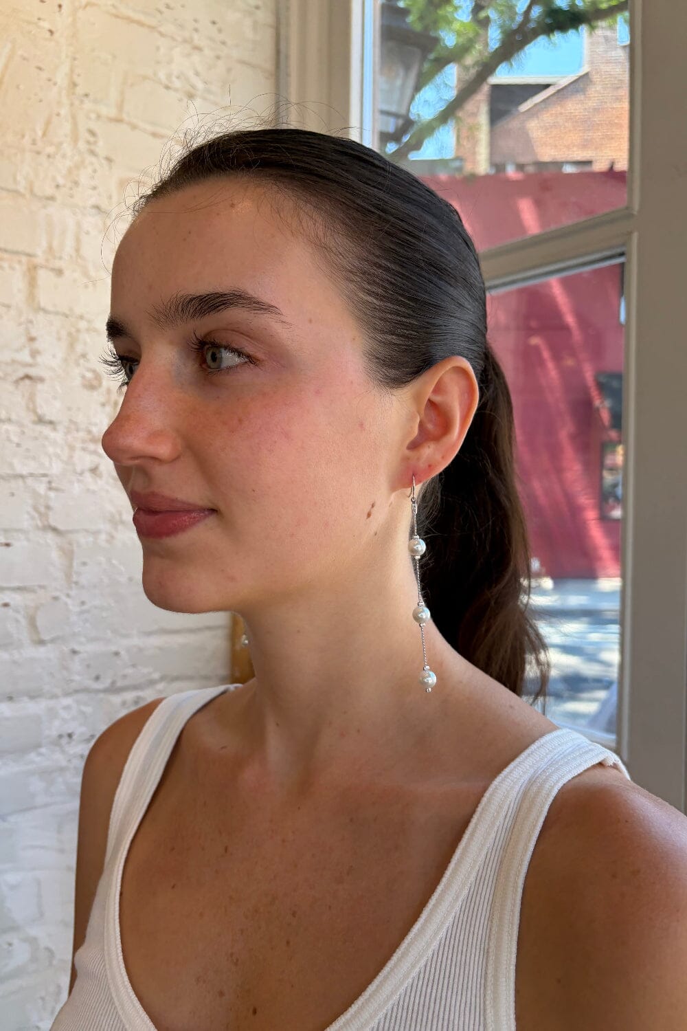 Pearl Drop Earrings | Silver