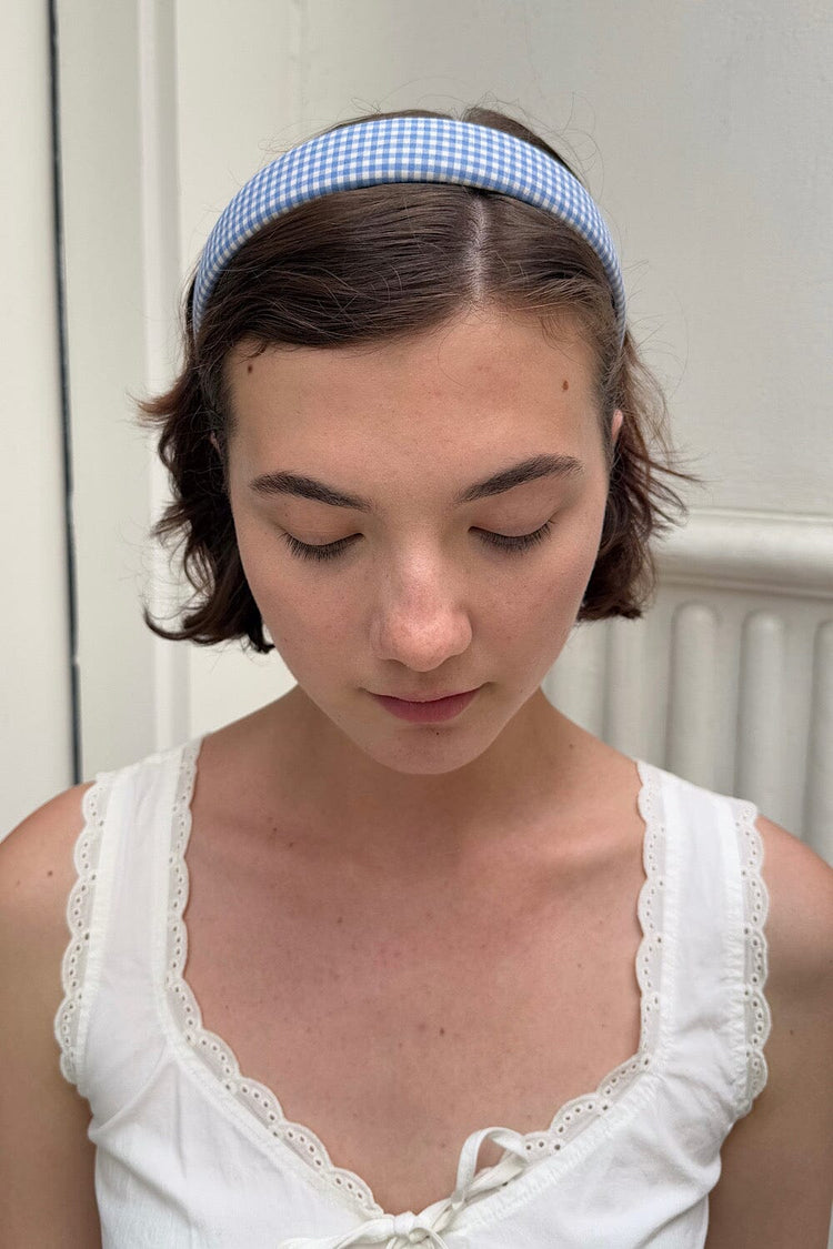 Plaid Headband | Blue And White Plaid