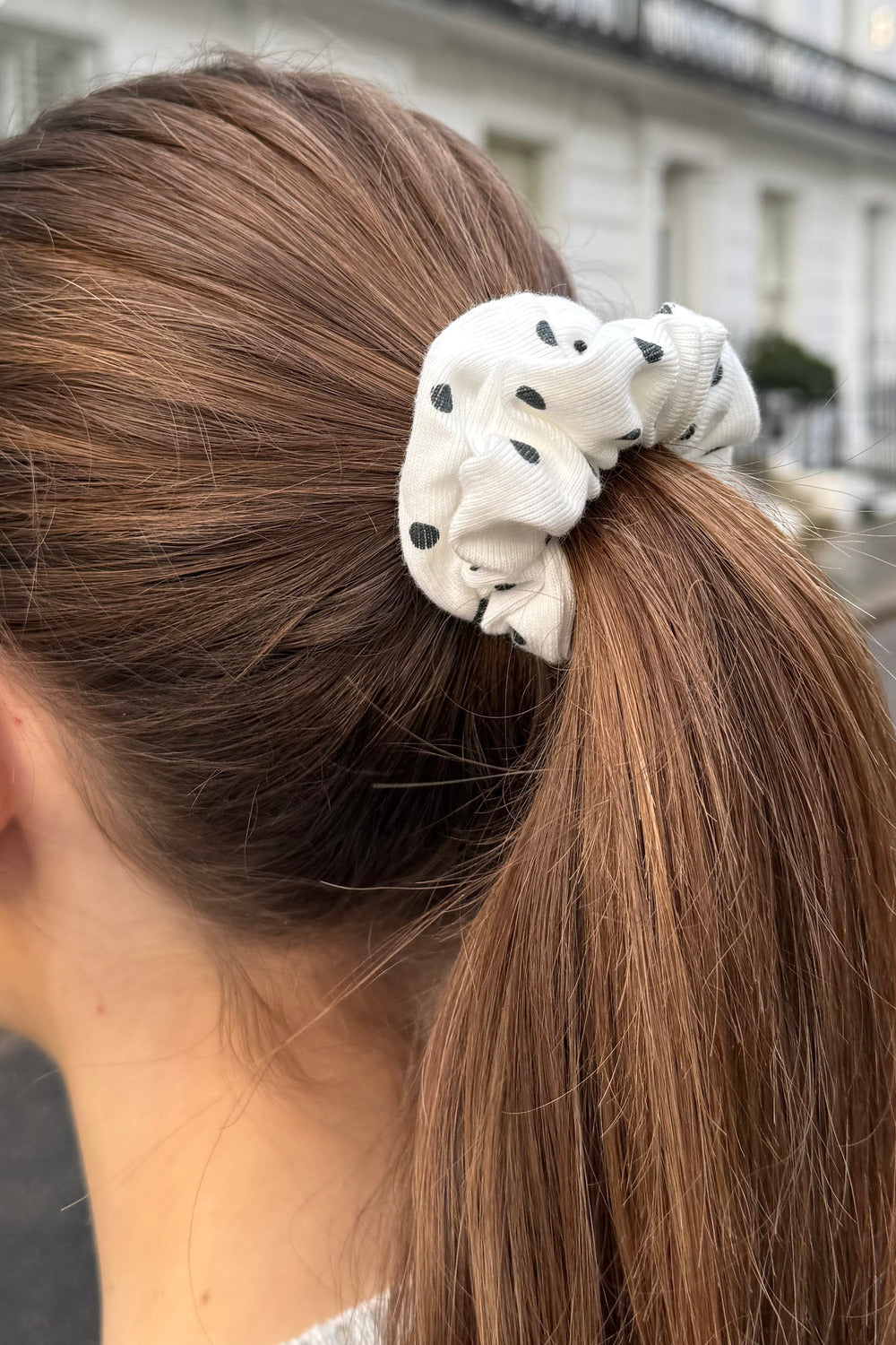Polka Dots Scrunchie | White Black Polka Dots