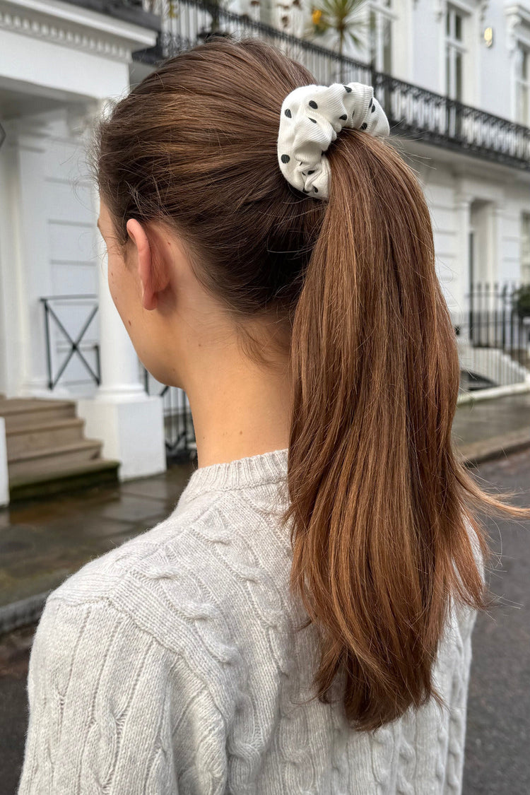 Polka Dots Scrunchie | White Black Polka Dots