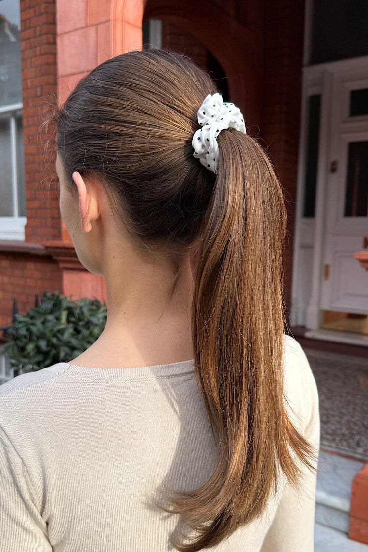 Polka Dots Scrunchie | White Navy Polka Dots