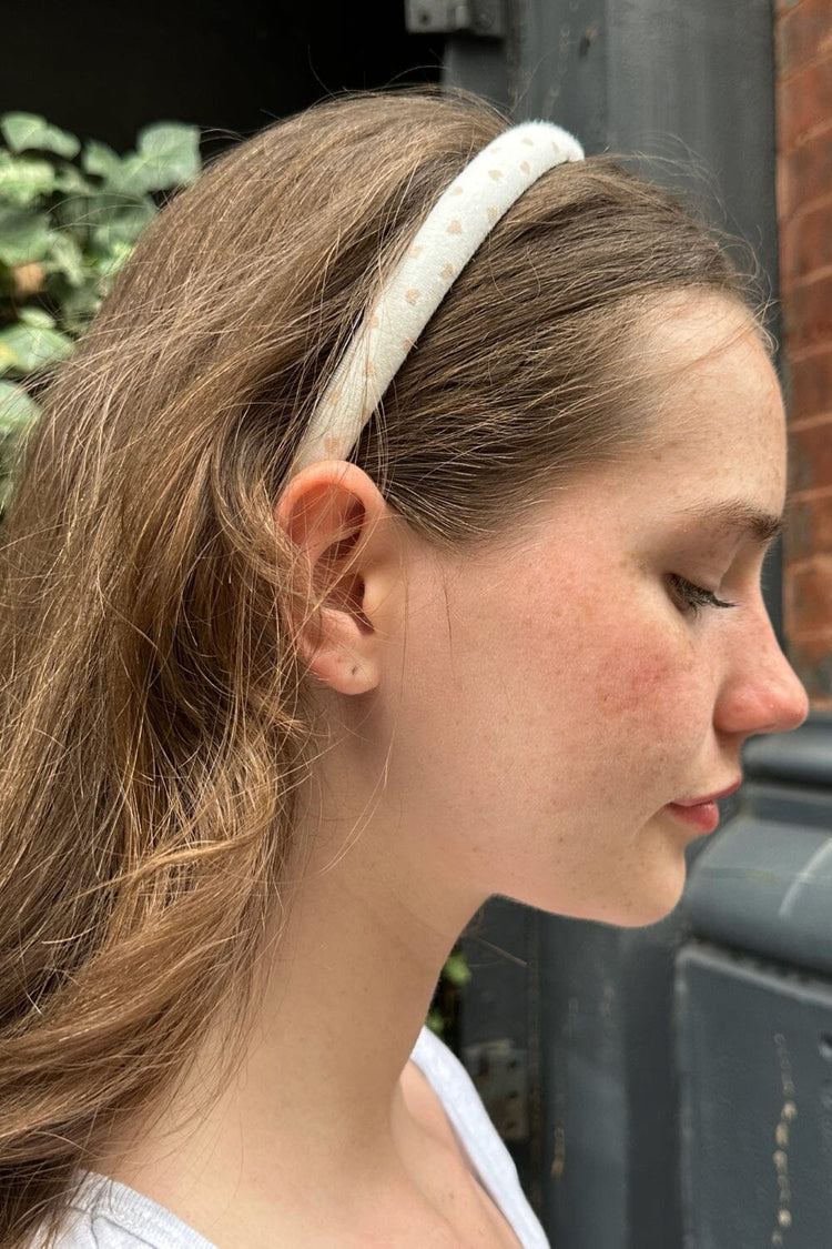 Pink Hearts Headband | White with Light Pink Hearts