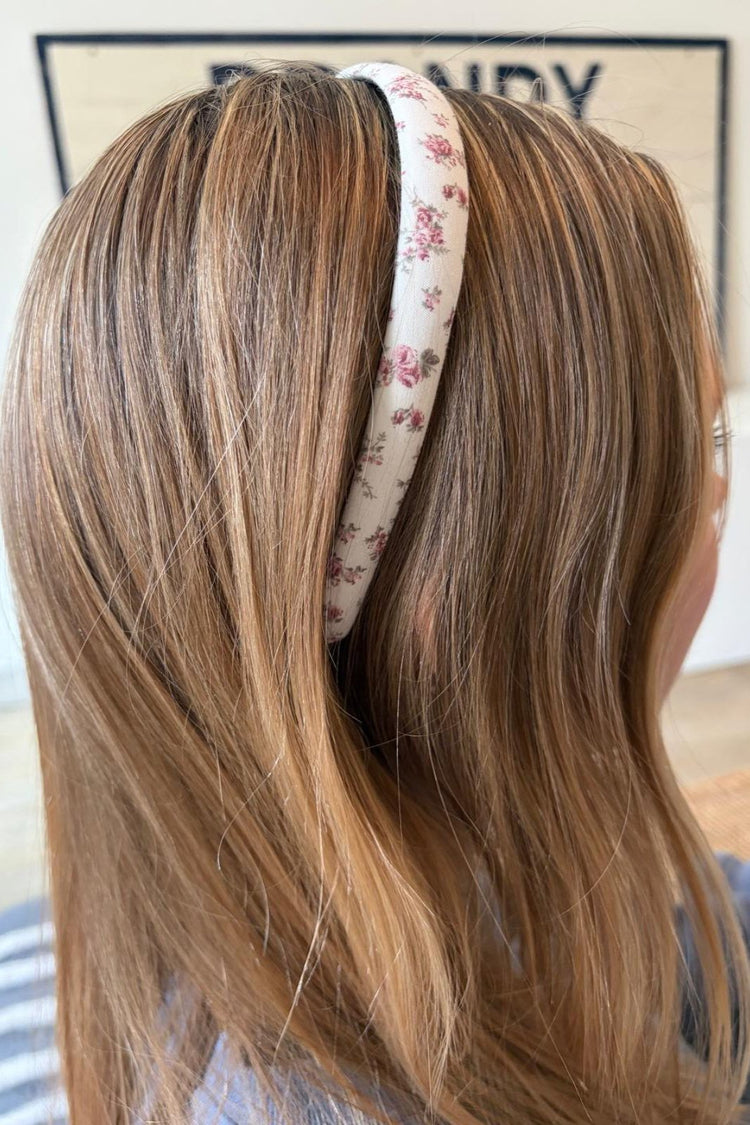 Floral Headband | Ivory With Red Flower
