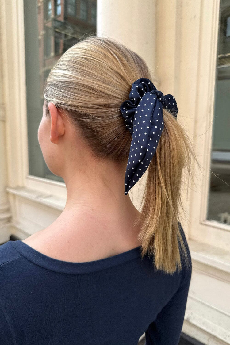 Polka Dots Scrunchie | Navy With White Polka Dots