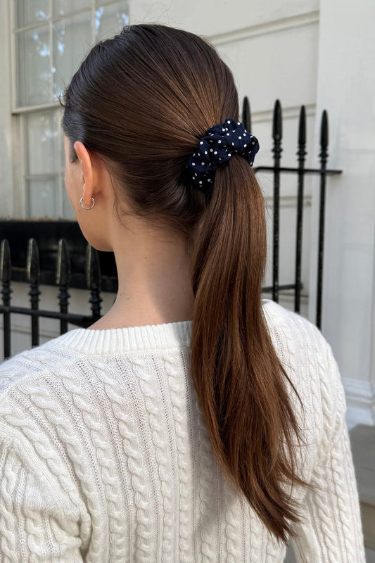 Navy With White Polka Dots