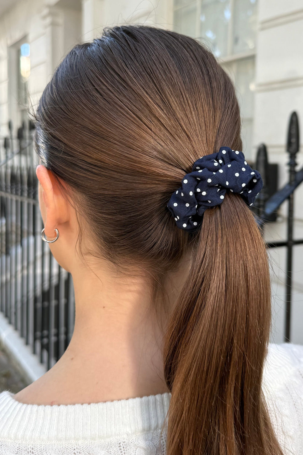 Navy With White Polka Dots