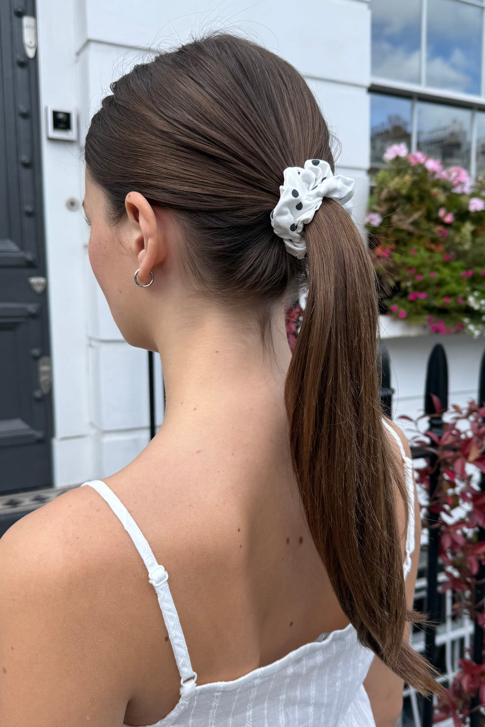 Polka Dots Scrunchie | White Black Polka Dots
