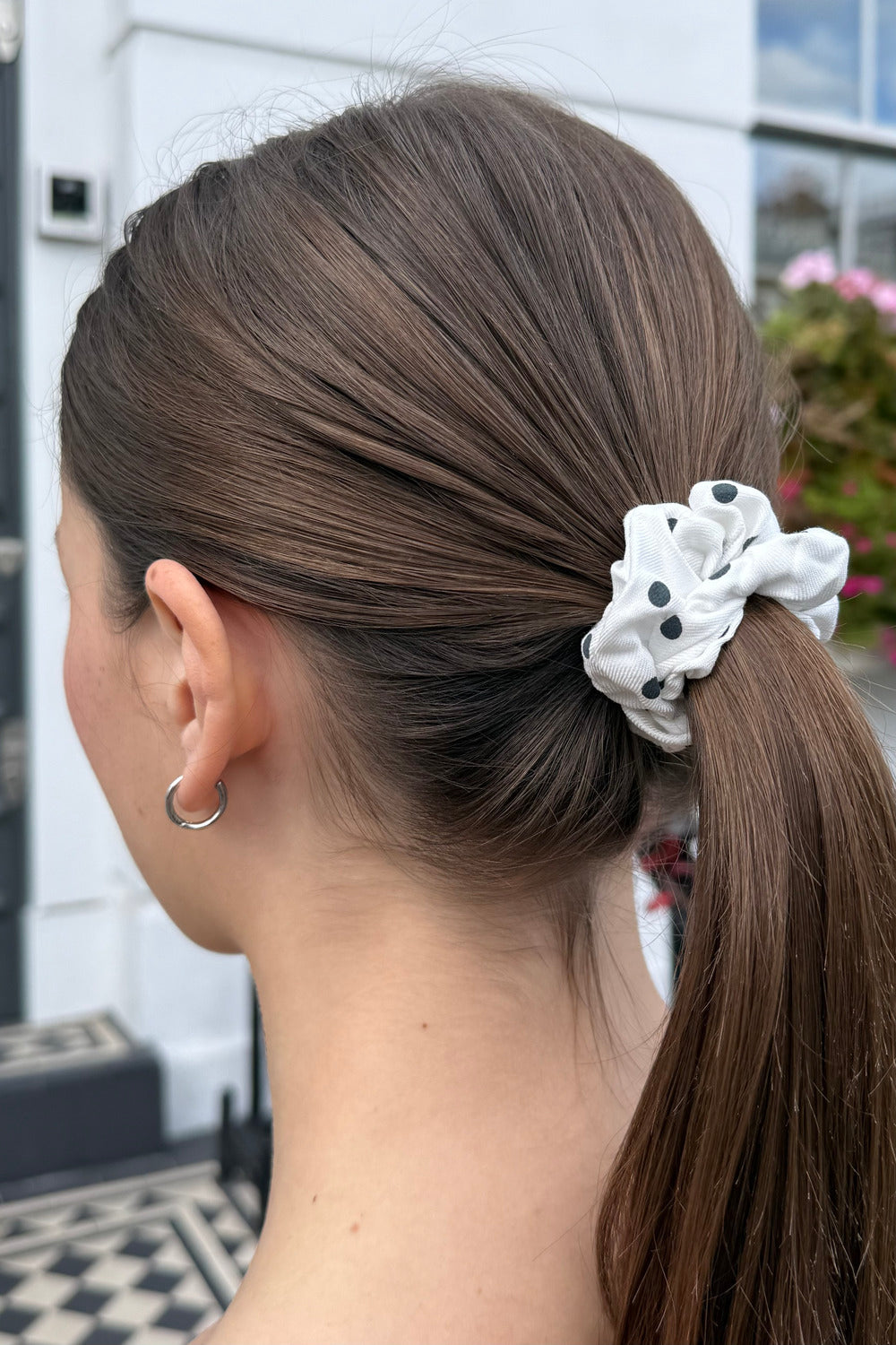 Polka Dots Scrunchie | White Black Polka Dots