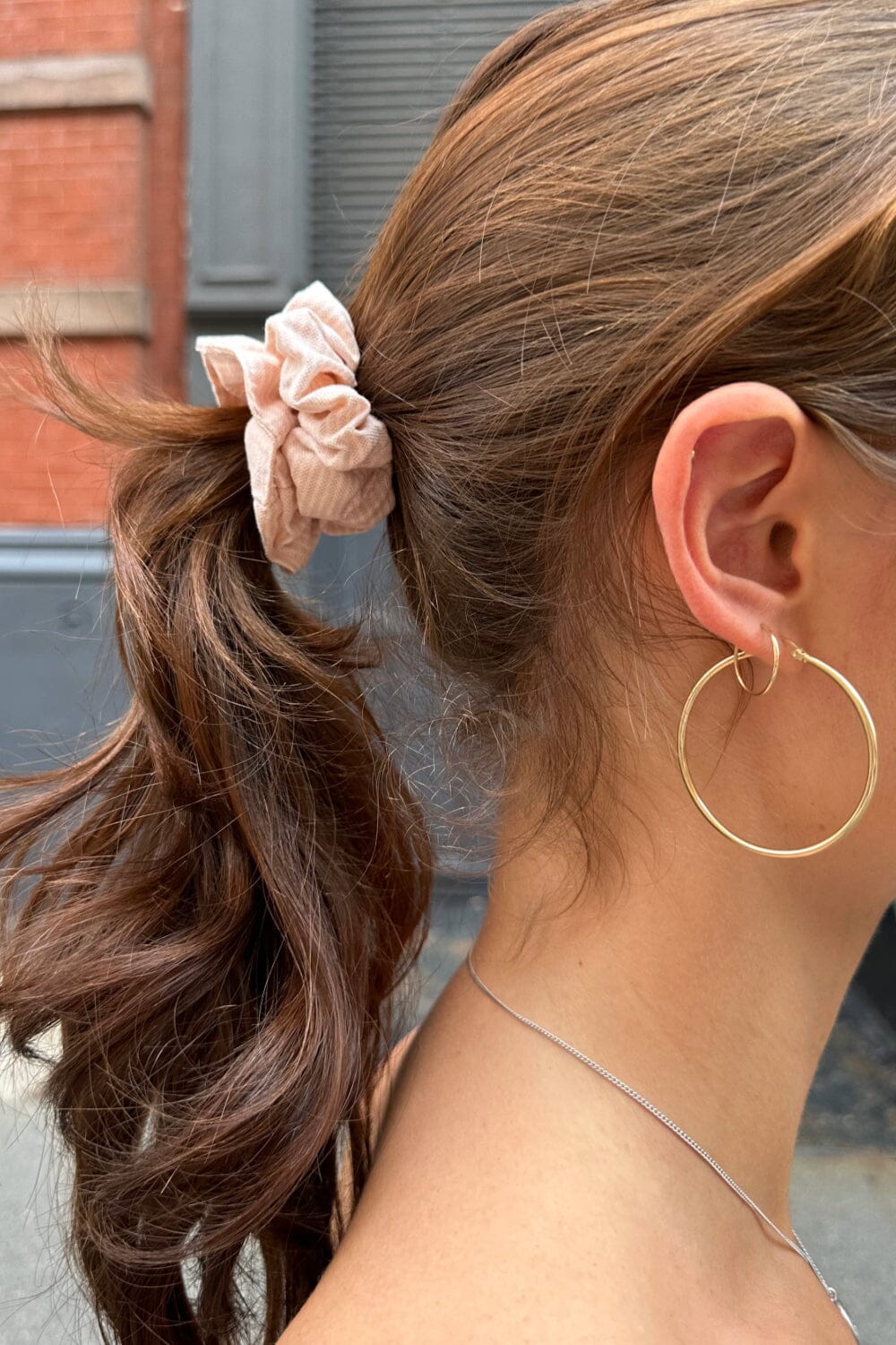Striped Scrunchie | Light Pink White Stripes