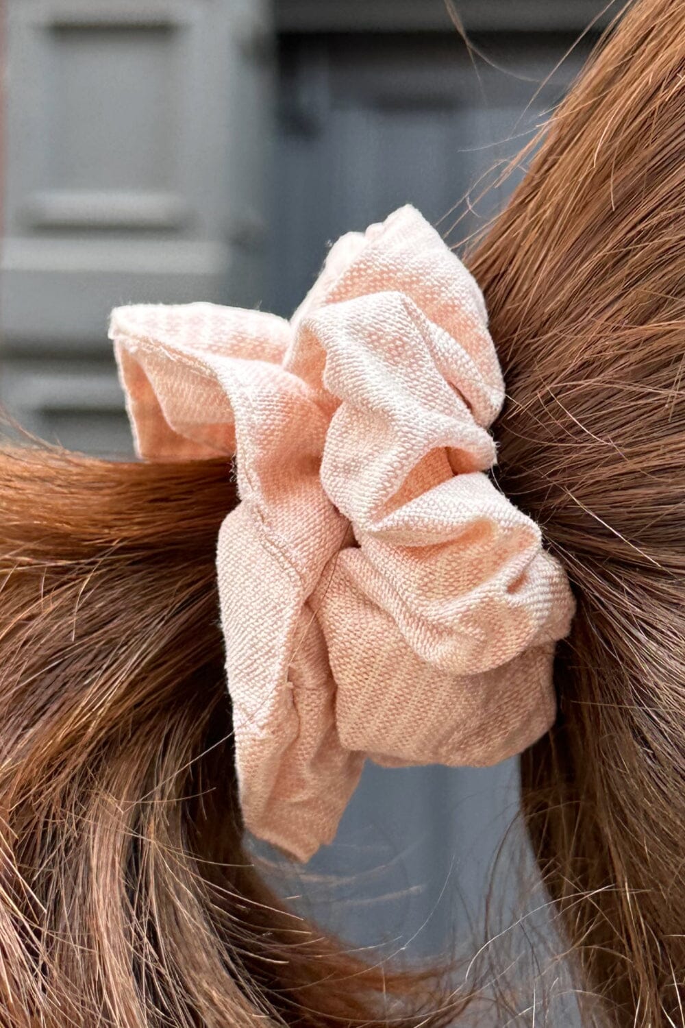 Striped Scrunchie | Light Pink White Stripes