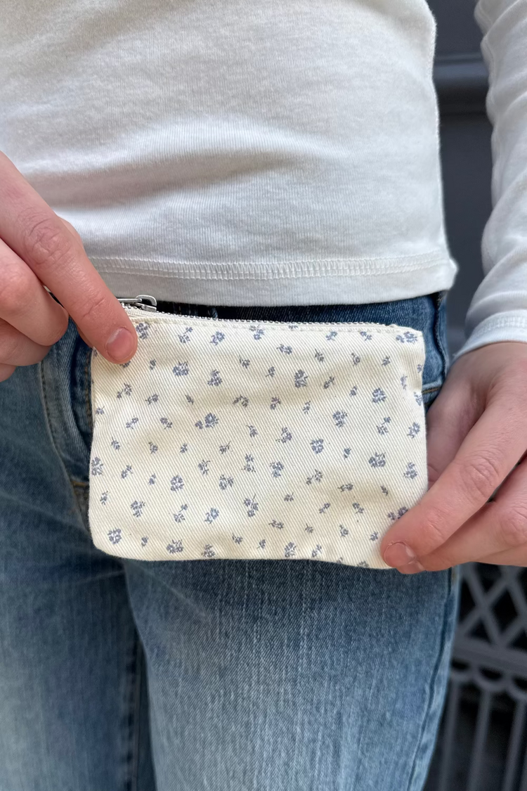 Floral Coin Purse | Ivory Light Blue Floral